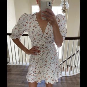 Reformation Carmelo Gabrielle Linen Floral Wrap Mini Dress Size Medium